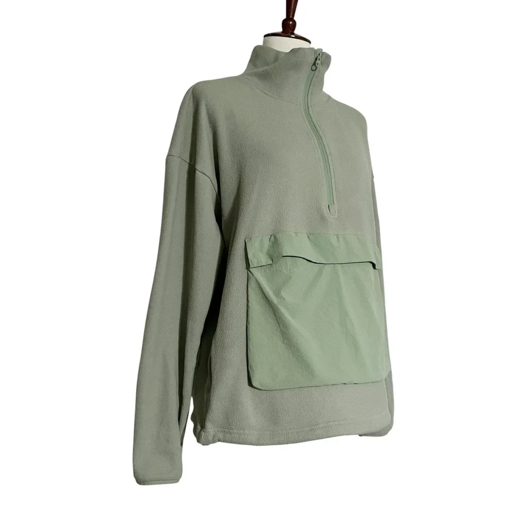 ALO YOGA 1/2 Zip Mammoth Polar Pullover Eucalyptus Size Medium